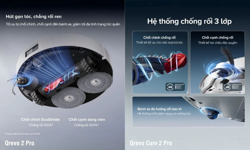 Qrevo 2 Pro hay Qrevo Curv 2 Pro đáng mua hơn? So sánh chi tiết hai model Roborock