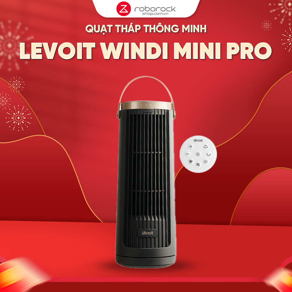 Quạt Tháp Thông Minh Levoit Windi Mini Pro | Điều khiển từ xa – Đèn ngủ – 5 tốc độ gió – Tích điện | Bảo hành 24 Tháng