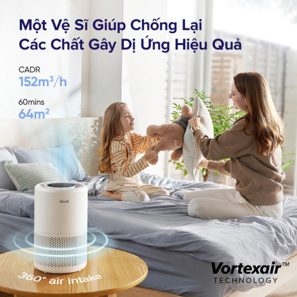 Máy Lọc Không Khí Levoit Core 200S – Lõi HEPA 3 lớp lọc bụi mịn – Hẹn giờ – Kết nối app – Đèn ngủ | Bảo hành 24 Tháng