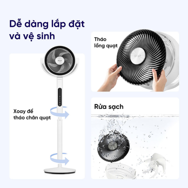 Quạt Tuần Hoàn Không Khí Levoit CirculAir 22.9cm |  Cảm biến nhiệt độ- 12 cấp gió – Mát đến 30m – Xoay đa hướng | Bảo hành 24 Tháng