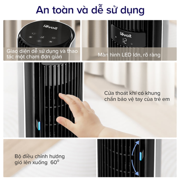Quạt Tháp Điều Hòa Thông Minh Levoit Classic 42 inches | Có remote điều khiển – Cảm biến nhiệt độ | Bảo hành 24 Tháng