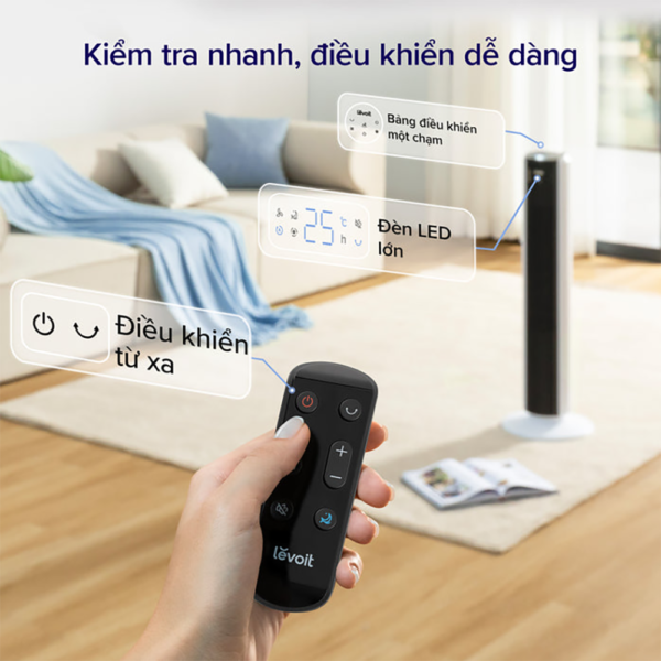Quạt Tháp Điều Hòa Thông Minh Levoit Classic 36 inches | Có remote điều khiển – Cảm biến nhiệt độ – 12 cấp gió | Bảo hành 24 Tháng