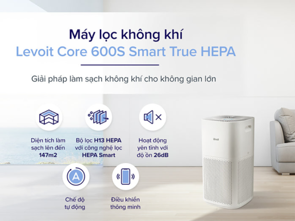 Máy Lọc Không Khí Levoit Core 600S – Lọc bụi mịn – Đèn cảm biến chất lượng không khí – Hẹn giờ | Bảo hành 24 Tháng
