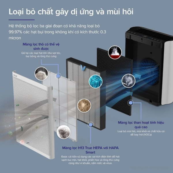 Máy Lọc Không Khí Levoit EverestAir – Lọc bụi mịn – Đèn cảm biến chất lượng không khí – Hẹn giờ | Bảo hành 24 Tháng