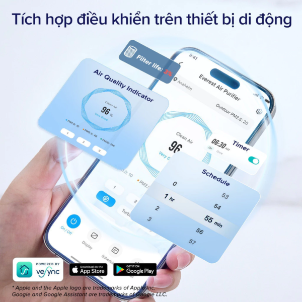 Máy Lọc Không Khí Levoit EverestAir – Lọc bụi mịn – Đèn cảm biến chất lượng không khí – Hẹn giờ | Bảo hành 24 Tháng