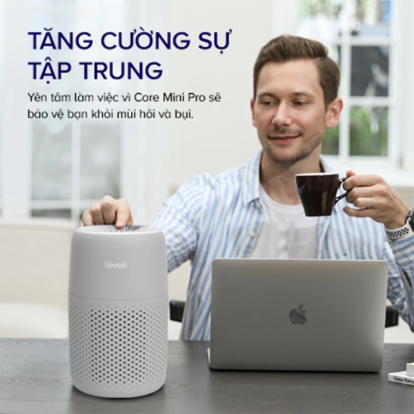 Máy Lọc Không Khí Levoit Core Mini Pro – Lõi HEPA 3 lớp lọc bụi mịn – Khuếch tán tinh dầu – Màn điều khiển – Bảo hành 24 Tháng