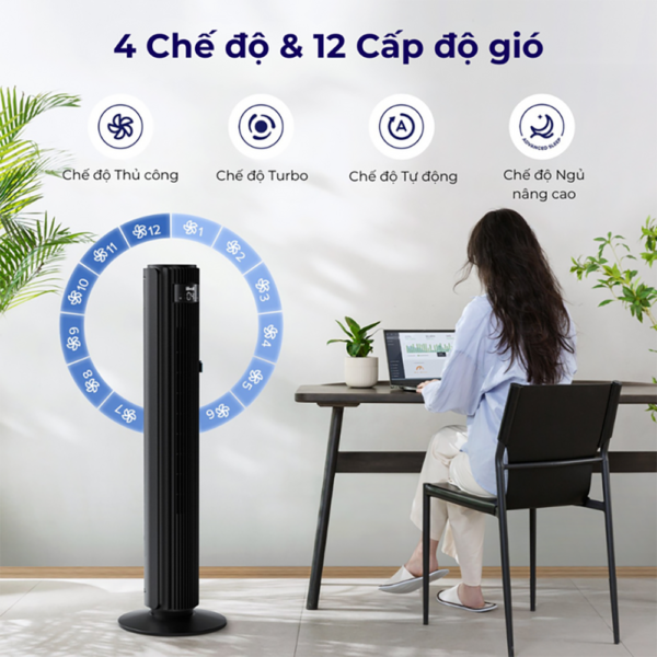 Quạt Tháp Điều Hòa Levoit Smart Wifi 42 inches | Kết nối app – Cảm biến nhiệt độ – 12 cấp gió | Bảo hành 24 Tháng