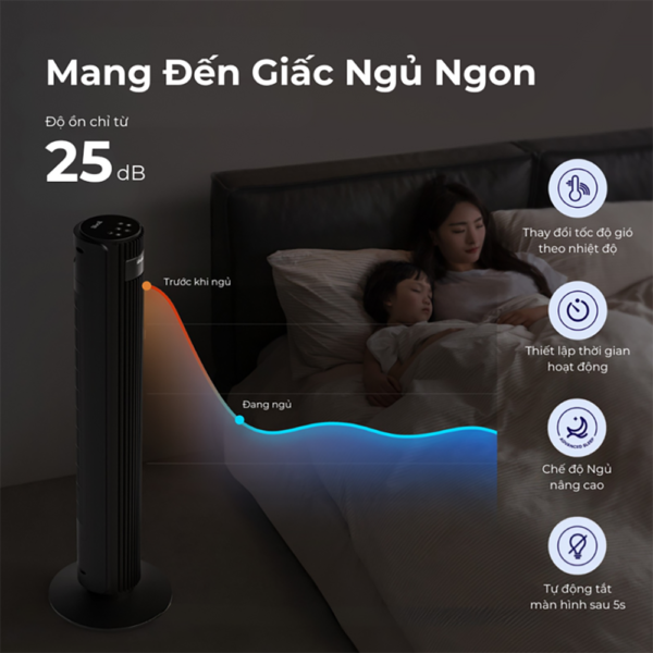 Quạt Tháp Điều Hòa Levoit Smart Wifi 42 inches | Kết nối app – Cảm biến nhiệt độ – 12 cấp gió | Bảo hành 24 Tháng