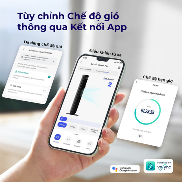 Quạt Tháp Điều Hòa Levoit Smart Wifi 42 inches | Kết nối app – Cảm biến nhiệt độ – 12 cấp gió | Bảo hành 24 Tháng