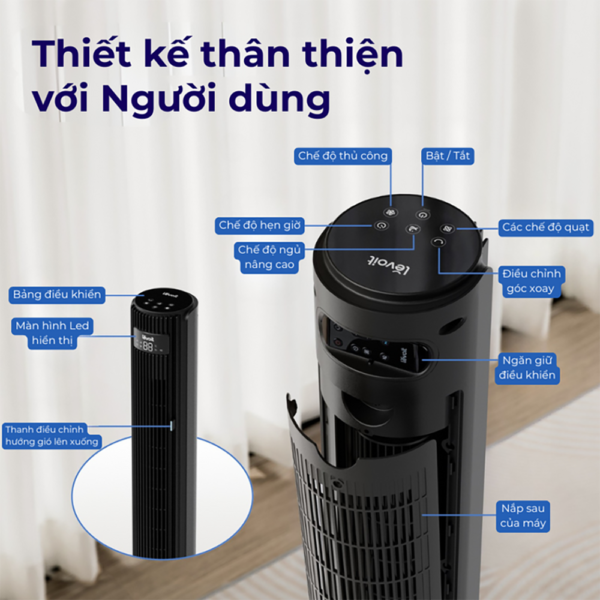 Quạt Tháp Điều Hòa Levoit Smart Wifi 42 inches | Kết nối app – Cảm biến nhiệt độ – 12 cấp gió | Bảo hành 24 Tháng
