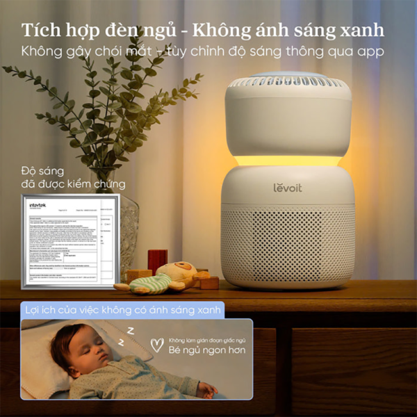 Máy Lọc Không Khí Levoit Sprout – Lọc bụi mịn – Tiếng ồn trắng – Đèn ngủ – 5 cảm biến với 7 yếu tố | Bảo hành 24 Tháng