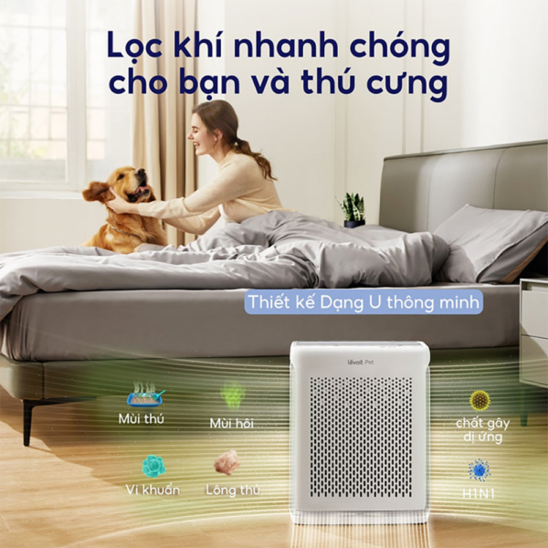 Máy Lọc Không Khí Cho Thú Cưng Levoit Vital 100S – Lọc bụi mịn – Khử mùi, hút lông – Đèn cảm biến | Bảo hành 24 Tháng