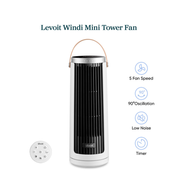 Quạt Tháp Thông Minh Levoit Windi Mini | Điều khiển từ xa – 5 tốc độ gió – Tiết kiệm điện – Bảo hành 24 Tháng