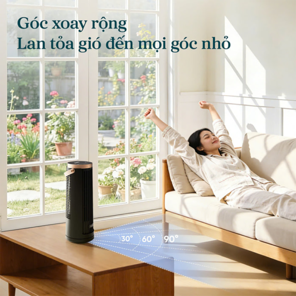 Quạt Tháp Thông Minh Levoit Windi Mini Pro | Điều khiển từ xa – Đèn ngủ – 5 tốc độ gió – Tích điện | Bảo hành 24 Tháng