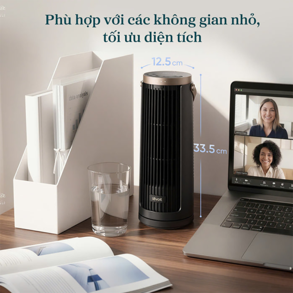 Quạt Tháp Thông Minh Levoit Windi Mini Pro | Điều khiển từ xa – Đèn ngủ – 5 tốc độ gió – Tích điện | Bảo hành 24 Tháng