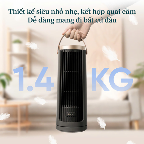 Quạt Tháp Thông Minh Levoit Windi Mini Pro | Điều khiển từ xa – Đèn ngủ – 5 tốc độ gió – Tích điện | Bảo hành 24 Tháng