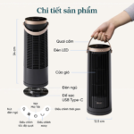 Quạt Tháp Thông Minh Levoit Windi Mini Pro | Điều khiển từ xa – Đèn ngủ – 5 tốc độ gió – Tích điện | Bảo hành 24 Tháng